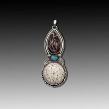 Coffee Bean Jasper and Turquoise Pendant